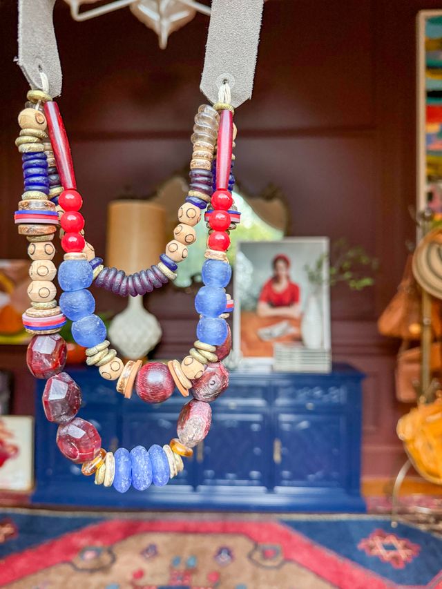 Layered Classic Necklace | Red + Blue | T&T x Home Ec